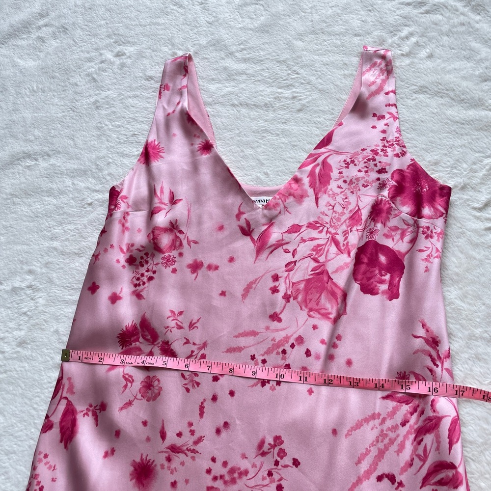 Reformation Lila Silk Midi Dress Milla Floral Pink V-Neck Slip Dress Large - Picture 7 of 10